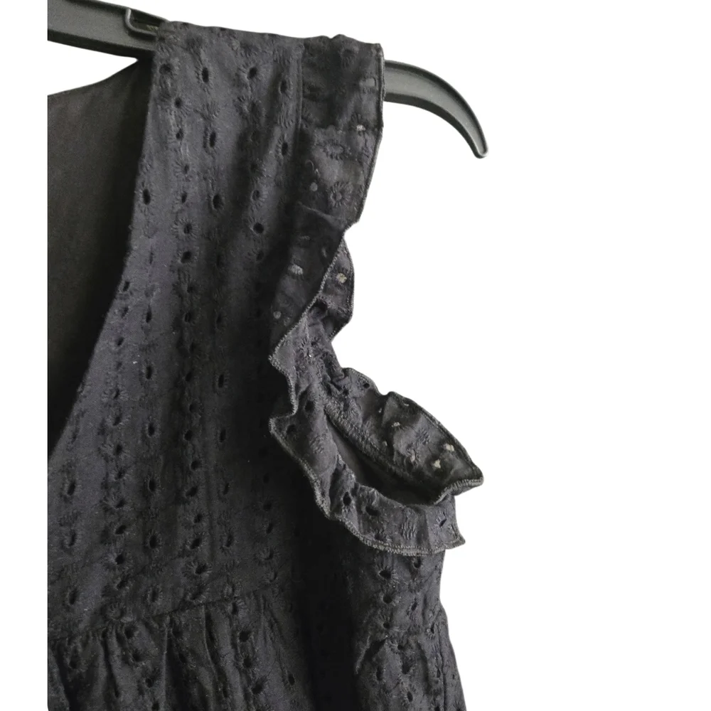 Impeccable Pig Black Eyelet Romper Mini Short Boho - Picture 5 of 10